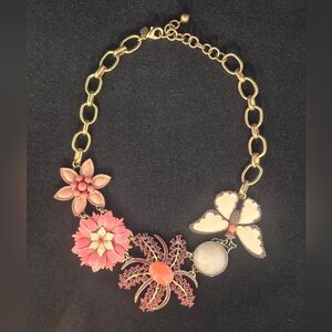 Statement Bib Style Necklace - Floral - Butterfly - Stella & Dot(?)
